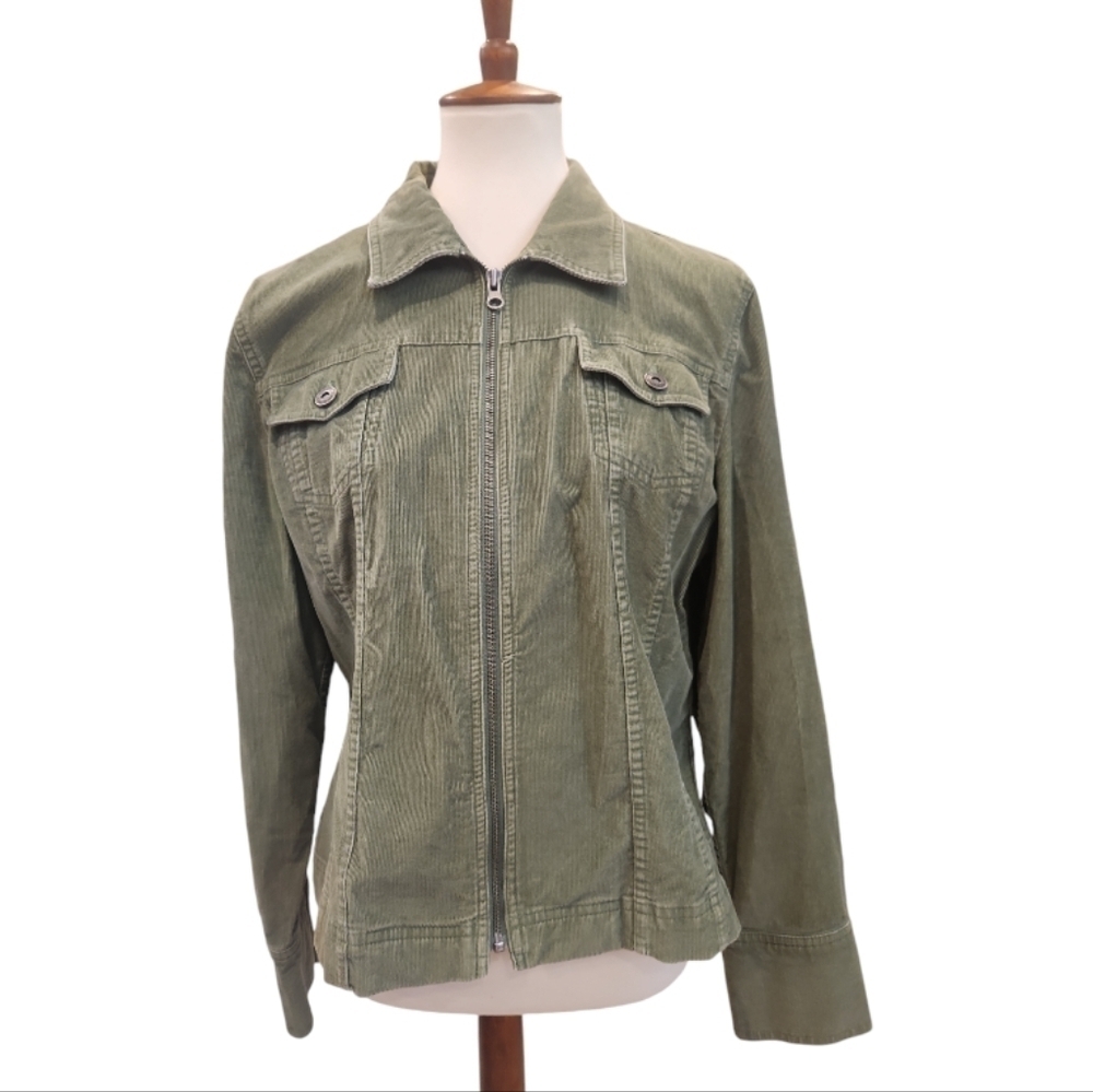 Talbots Petites Stretch Corduroy Jacket Zip Up